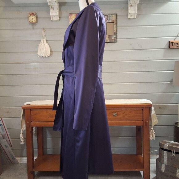 Tahari Royal Purple Sateen Womens Trench Coat Sz s - Picture 3 of 9